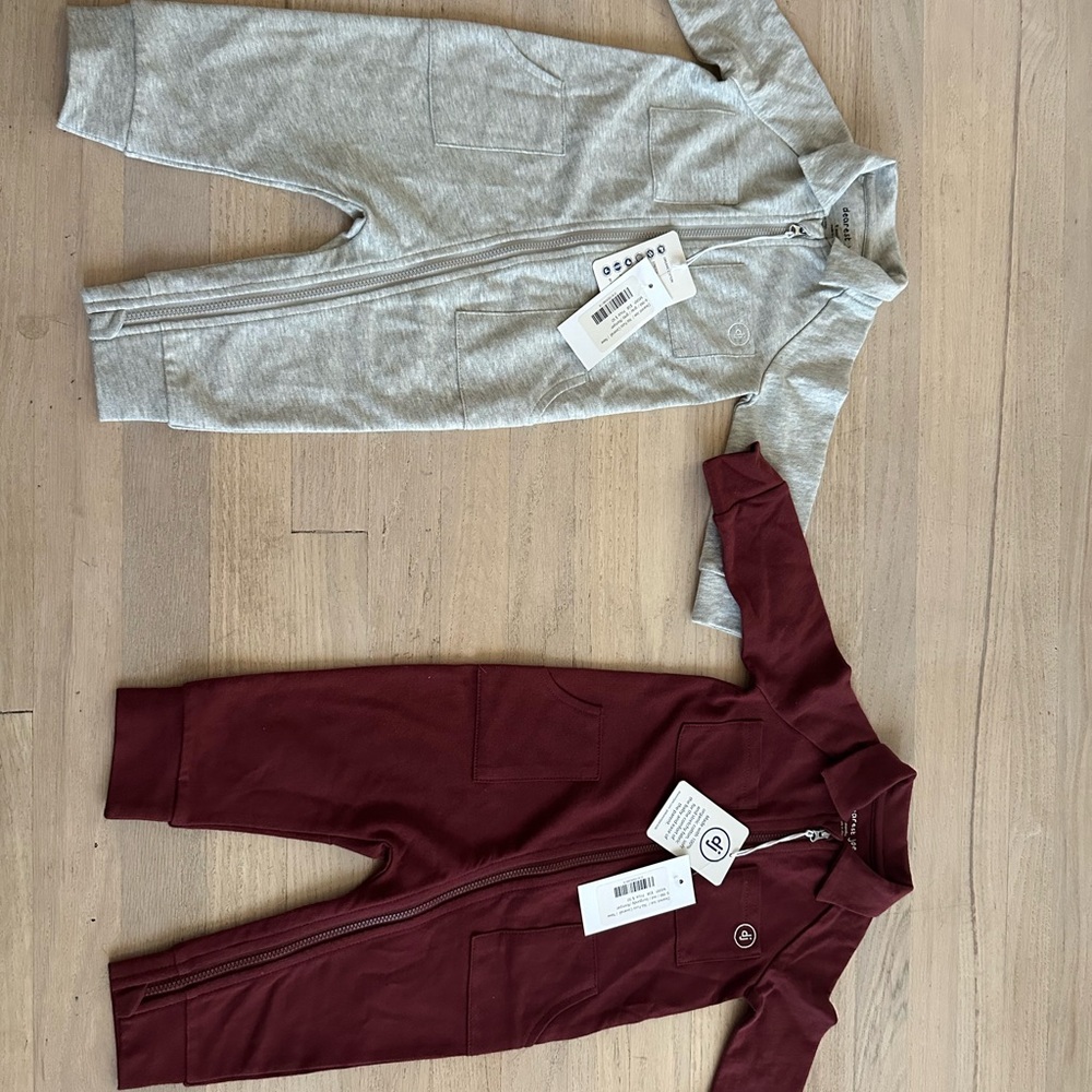 Dearest Joe No Fuss Coverall - Gray and Maroon